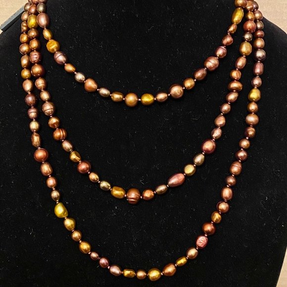 36" Honora Rich Brown Cultured Pearl Necklace, NWT - Picture 2 of 11